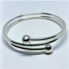 Classy, Expandable, Double Ball, Sterling Silver, Bangle
