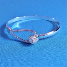 Adorable, Chunky, Silver Plated, Rose Catch Bangle