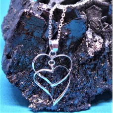 Contemporary On Trend Sterling Silver Double Hearts Pendant
