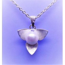 Classic, Delightful ,Sterling Silver Blooming Petal and Pearl Pendant