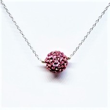 Sleek Pink Swarovski Crystal Pom Pom Necklace