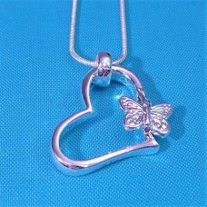 Heart and Butterfly Gorgeous Silver Plated Pendant