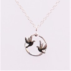 Dainty Sterling Silver Doves Necklace