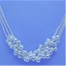 Sophisticated, Beautiful Matte Beaded Silver Plated Necklace