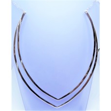 Unusual,  Exquisite, Double "V" Collar Sterling Silver Necklace