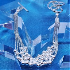Beautiful Stylish Matte Silver Plated Beaded Bracelet