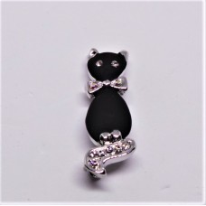 Adorable Sparkling Black Cat Brooch
