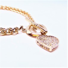 Rose Gold Plated Heart  Bracelet with Sparkling Crystal Heart