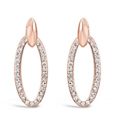 Striking Rose Gold Plated Oval Earrings with Czech Crystals